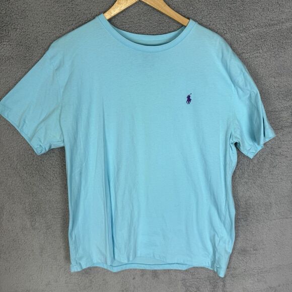 S Polo Ralph Lauren Shirt Mens L Blue Short Sleeve‎ Classic Fit Crewneck Tee - Picture 1 of 7